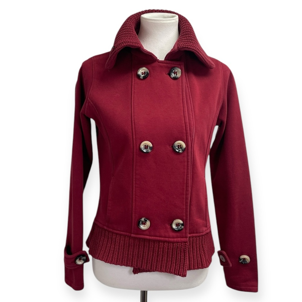 United Colors of Benetton Red Jacket ribbed knit collar, double breasted buttons